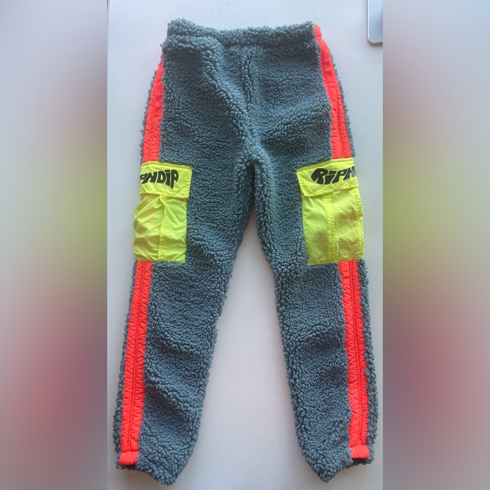 (One of a kind) RIPNDIP - COLOR BLOCK POLAR FLEECE CARGO PANTS